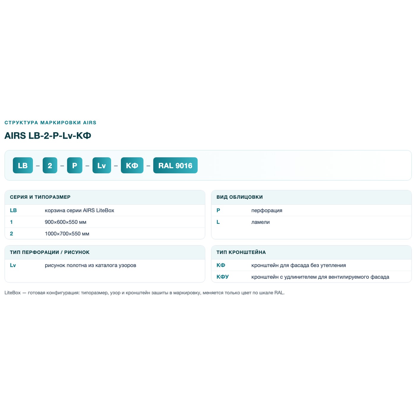 Корзина AIRS LiteBox для фасада без утепления 1000х700х550 LB-2-P-Lv-КФ