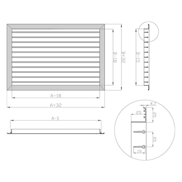 1VA-150х150 решетка однорядная c КРВ