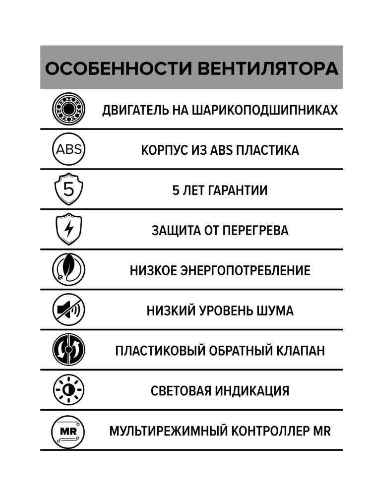 Вентилятор накладной AURA, обратный клапан, MR, D125, DICITI