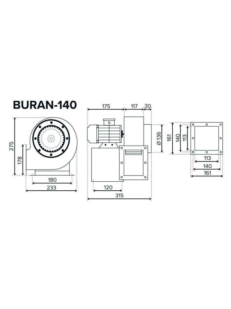 Вентилятор радиальный BURAN 140 220V Пр0 2полюс ERA PRO