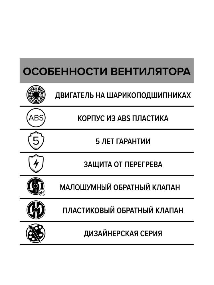 Вентилятор накладной RIO D125 обратный клапан Dark gray metal DICITI