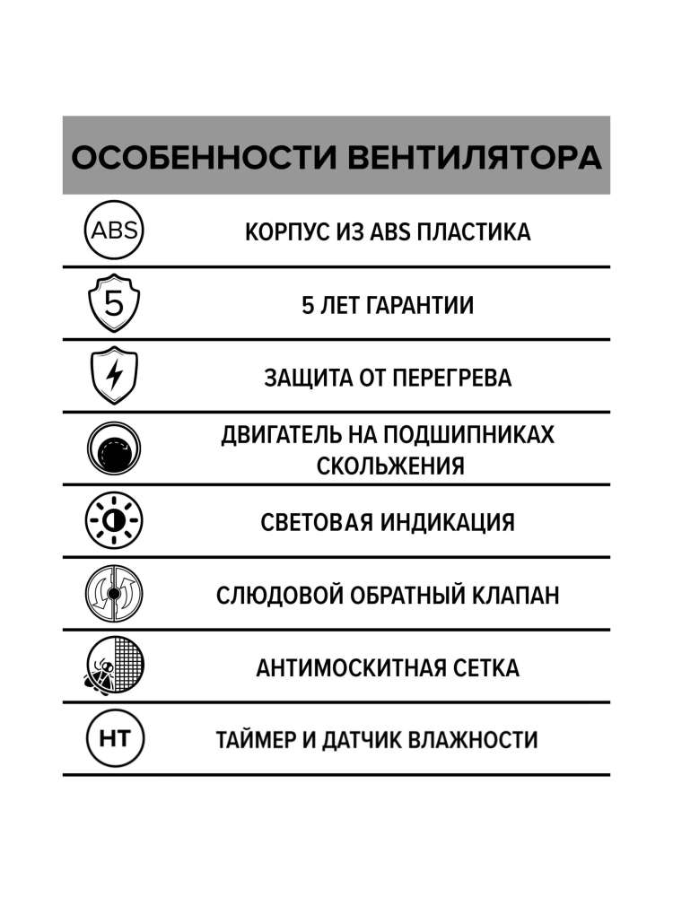 Вентилятор накладной STANDARD D125 сетка обратный клапан HT ERA
